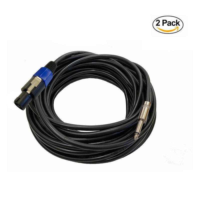 HeyTones Professional 12 Gauge 50 Feet Speakon to 1/4 Inch Speaker Cables - 12AWG 50ft DJ/PA SpeakON to 1/4" Speaker Cords Amp Audio Wires - 2 Pack - Image 2